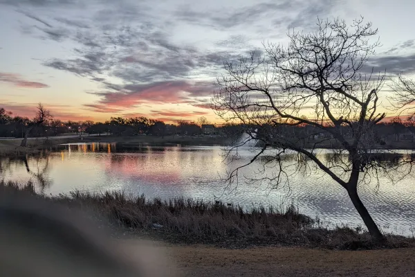 Sunrise over a park in Dallas