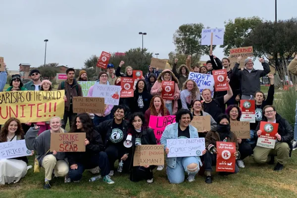 Starbucks strikers and supporters in Denton, Texas