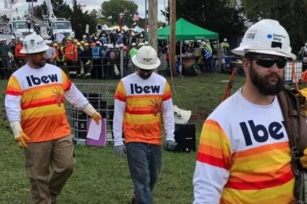 IBEW Local 66 members working during Hurricane Beryl