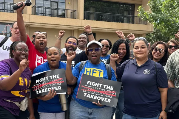 Houston union members at the Fight the Trump Takeover Rally