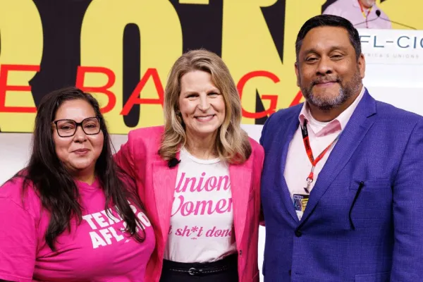 Lorraine Montemayor, Liz Shuler, and Leonard Aguilar