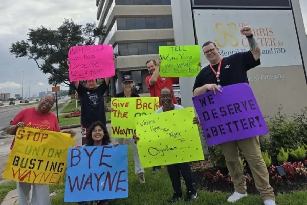 United Workers of Harris Center protest 2026