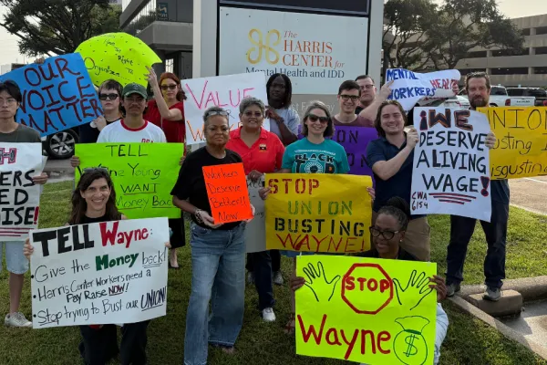 Harris Center employees rally