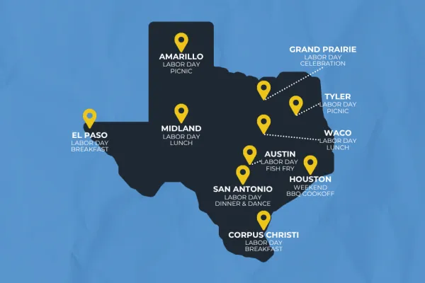 Texas Labor Day events map