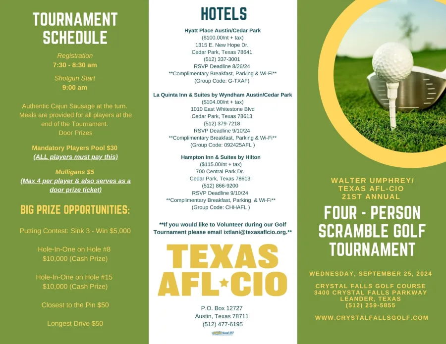 Flyer for the golf tournament.