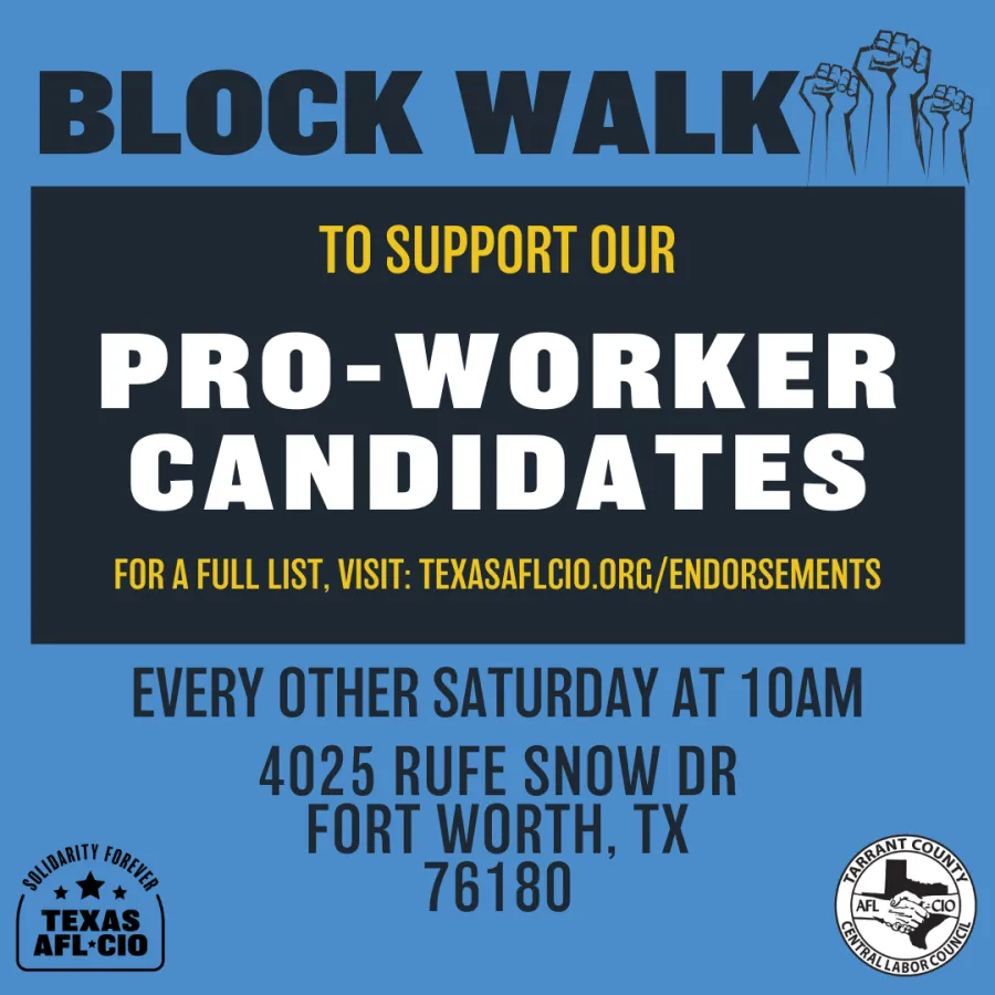 Block walk for Tarrant County.
