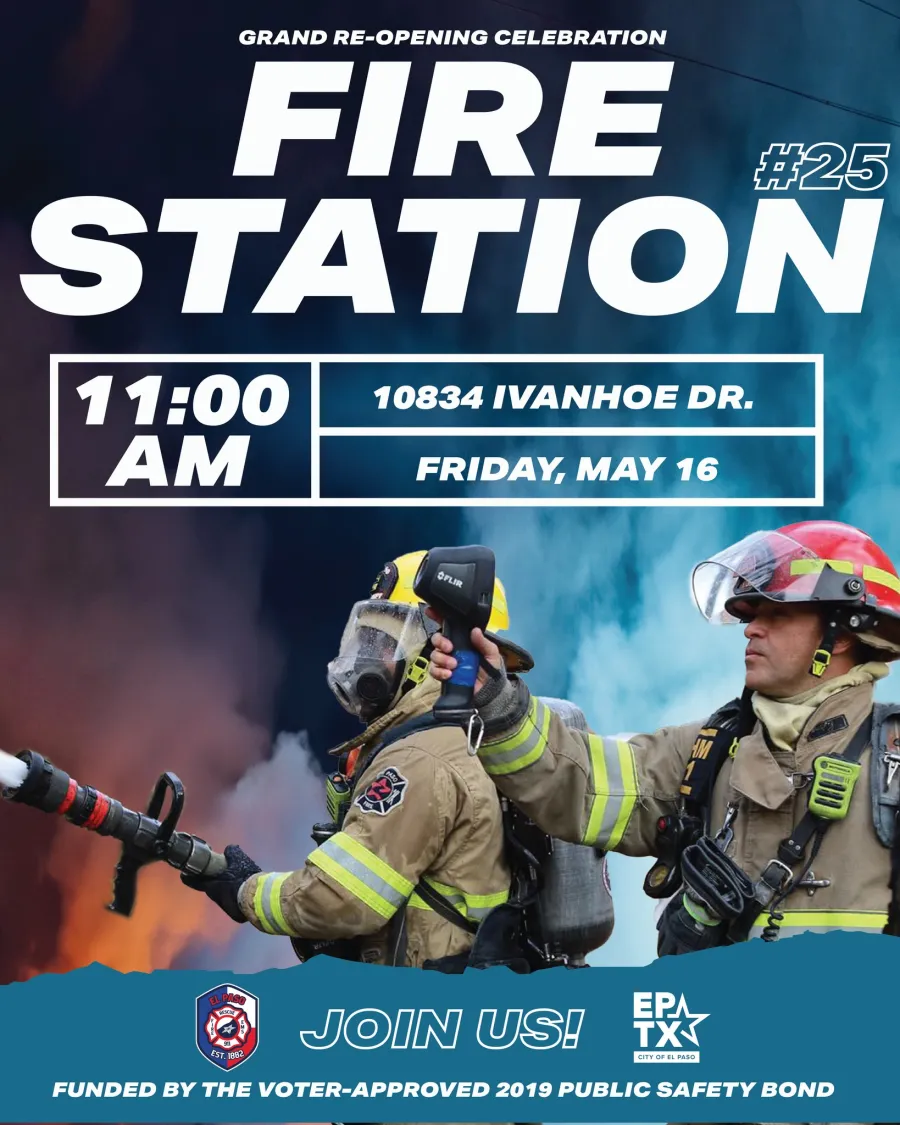 El Paso Firefighters face left while holding their equipment