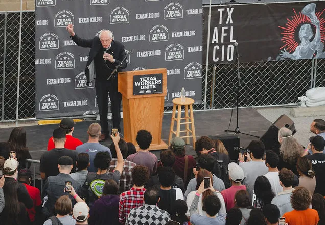 Bernie Sanders speaks at a Texas AFL-CIO rally