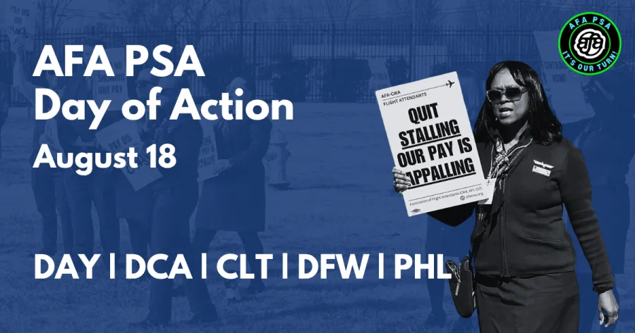 Flyer for AFA PSA August 18 Day of Action
