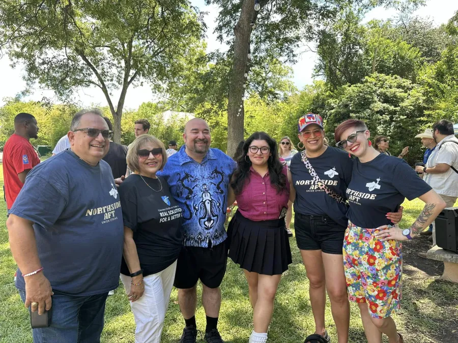 San Antonio union members pose for a group photo at a Labor Day celebration.