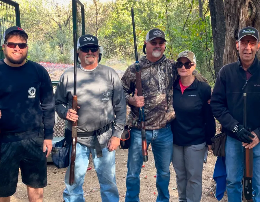 Tarrant County CLC members pose for a group photo at the 2024 Funkytown Clay Shoot