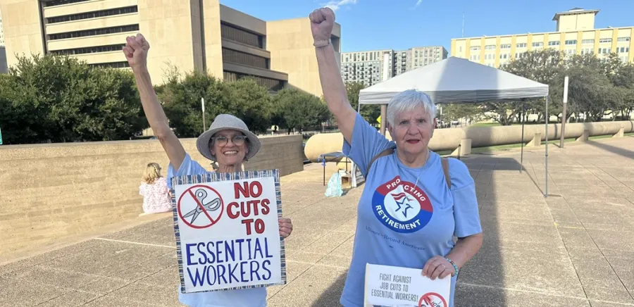 Charlotte Connelly and Sylvia Collins at Dallas City Hall