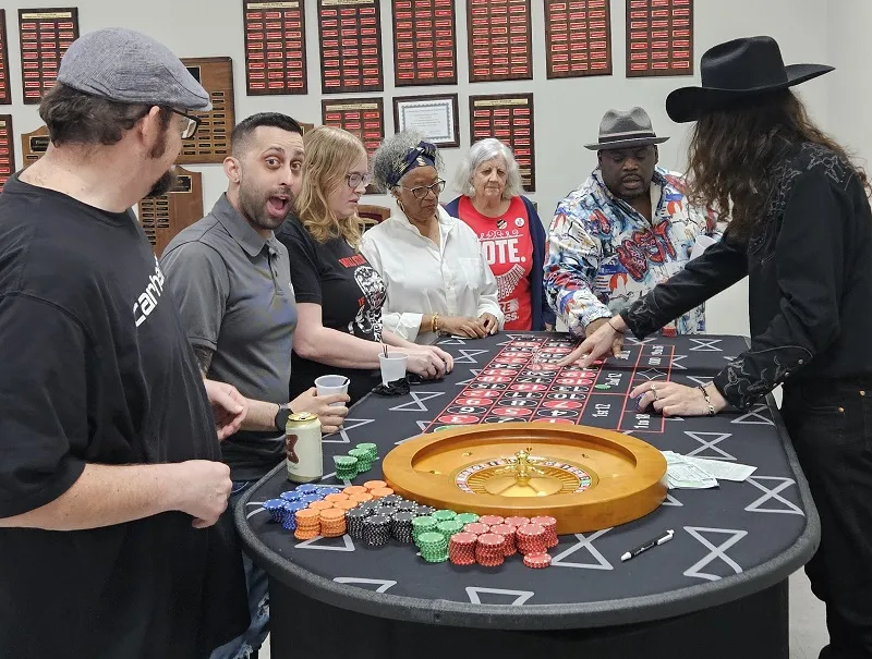 Having fun at casino night