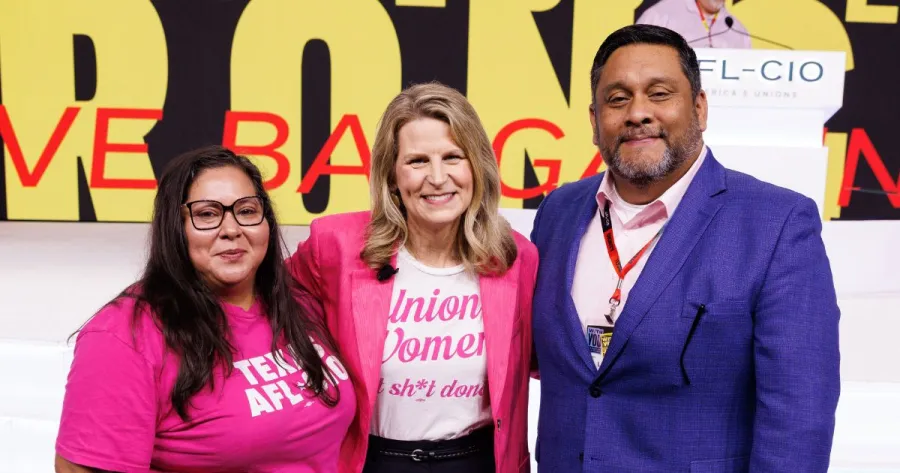 Lorraine Montemayor, Liz Shuler, and Leonard Aguilar