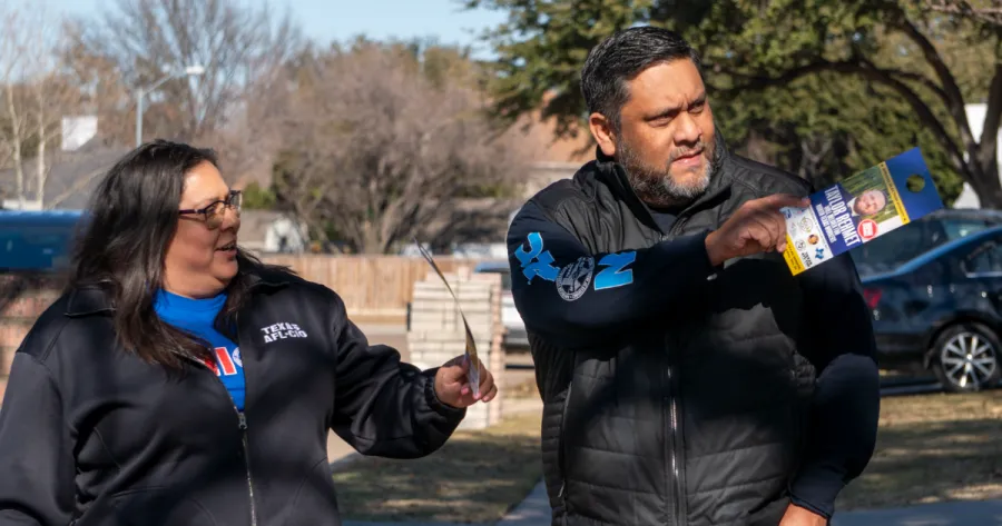 Lorraine Montemayor and Leonard Aguilar block walk in Fort Worth