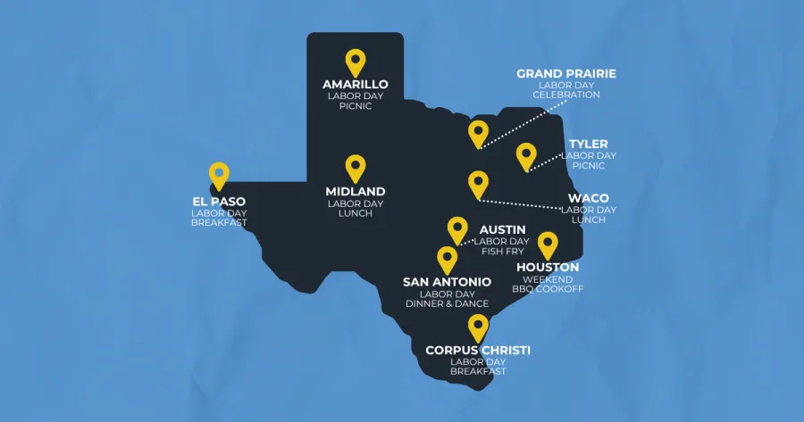 Texas Labor Day events map