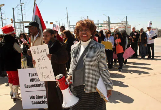 Juanita Wallace leading a civil rights march