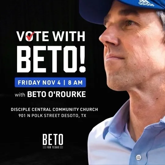 O'Rourke event in DeSoto on Friday, Novermber 4