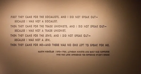 Pastor Niemoller was talking about the Nazis