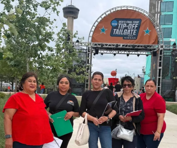 Unite Here Local 23 members surveyed Final Four attendees in San Antonio