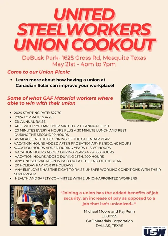 Steelworkers are organizing in Mesquite