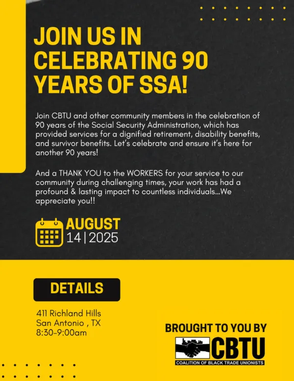 Flyer for CBTU 90 Years of SSA Celebration