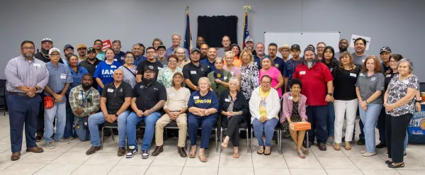 Labor members pose for a group photo at the Texas AFL-CIO Corpus Christi Labor Town Hall