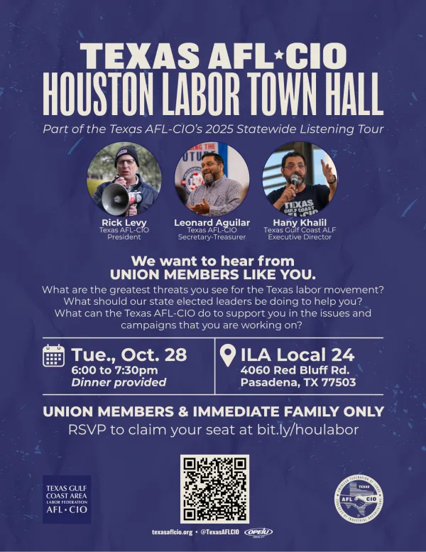 Houston Labor Town Hall flyer