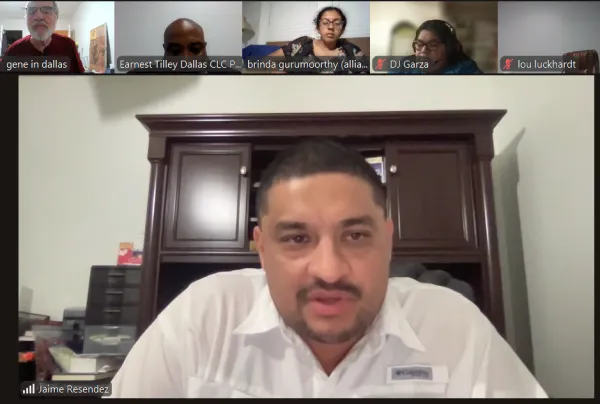 Councilman Resendez talking to union folks