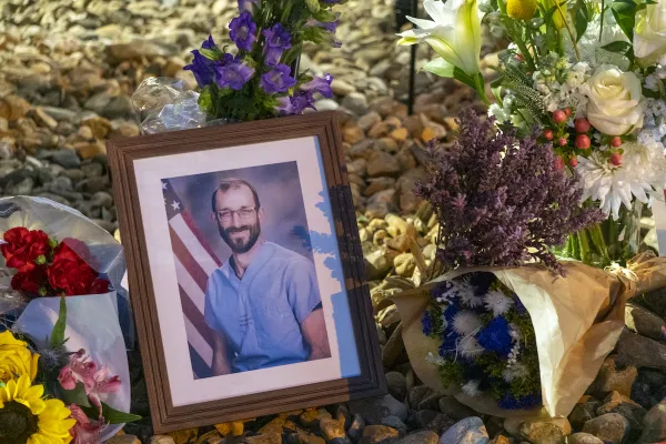 Framed photo of Alex Pretti at the Austin vigil