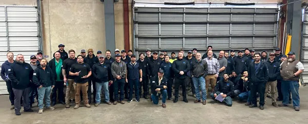 A group photo from Wednesday, January 7, 2026 when UA Local 100 (Mesquite) welcomed Climate Pros workers into the labor family! 