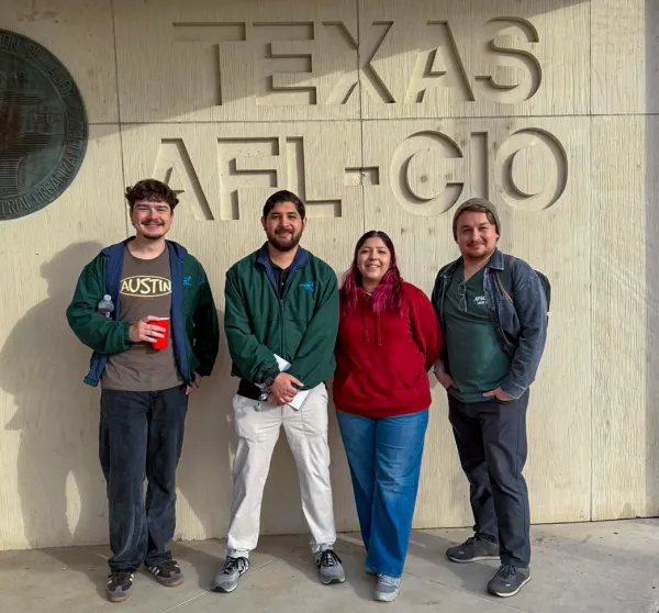 Members of AFSCME Local 2021 (San Antonio) and Austin AFSCME pose for a group photo in front of Texas AFL-CIO Headquarters