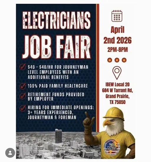 20260402 Grand Prairie Electricians Job Fair Flyer Cropped