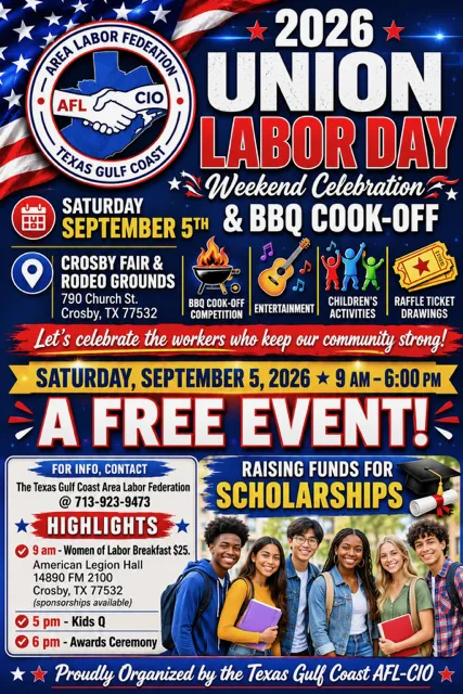 Texas Gulf Coast Area Labor Federation 2026 Labor Day
